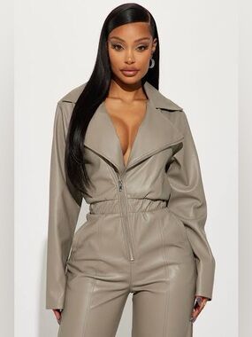 Downtown Faux Leather Jumpsuit